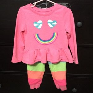 🌈 little girls peplum rainbow & Star outfit 3-piece bundle